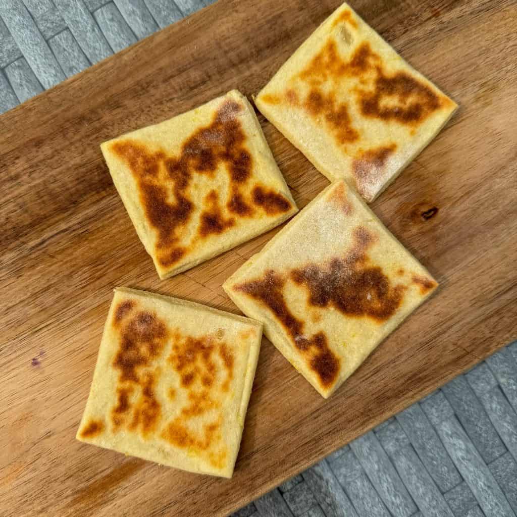 potato scones on wooden board