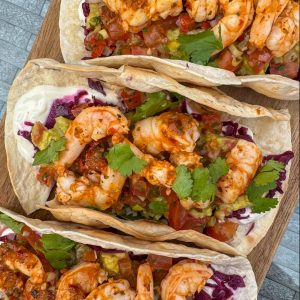 easy airfryer cajun prawn taco